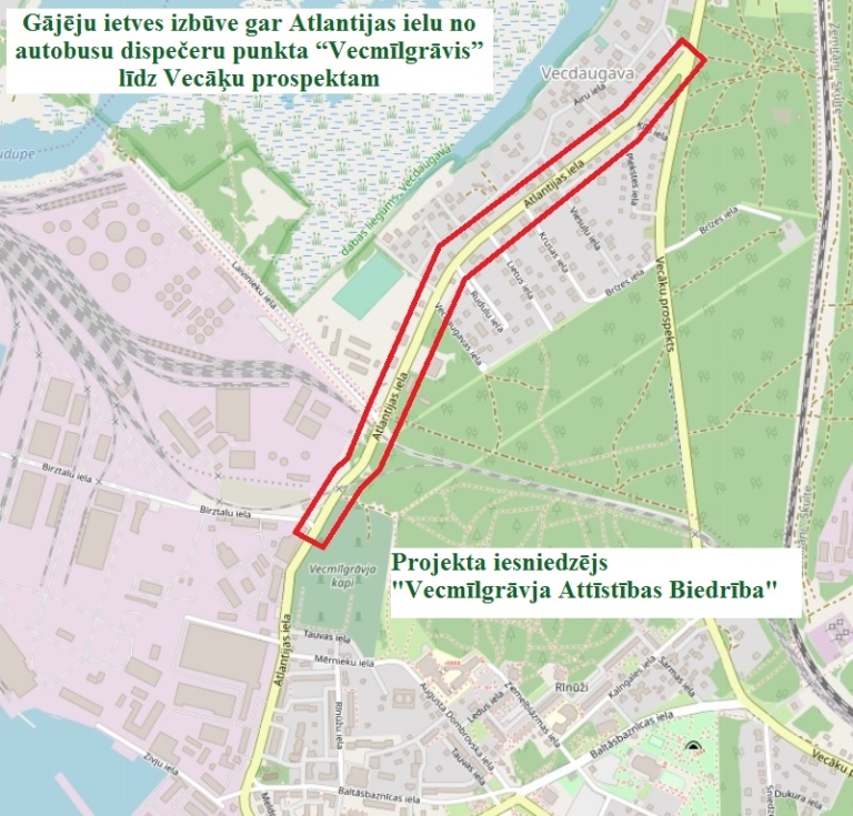 Gājēju ietves izbūve gar Atlantijas ielu no autobusu dispečeru punkta Vecmīlgrāvis līdz Vecāķu prospektam