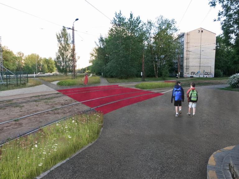 Gājēju pārejas un ietves posma ierīkošana