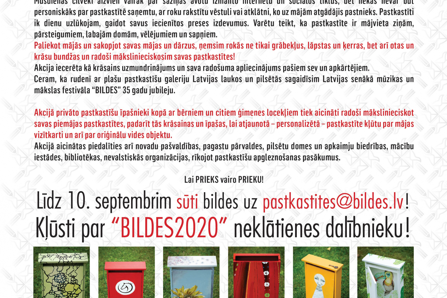 „BILŽU BIROJS” aicina piedalīties akcijā “ApGLEZNO un noBILDĒ arī Tu savu pastkastīti!”