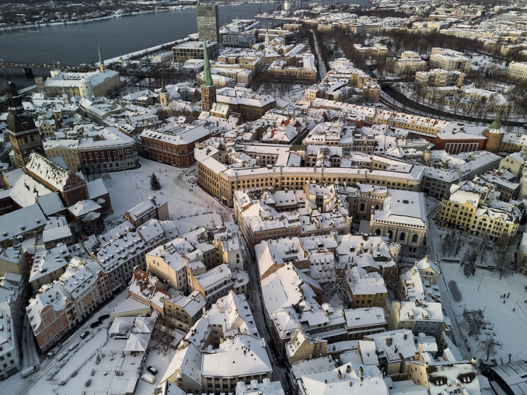 Rīga ziemā, skats no augšas