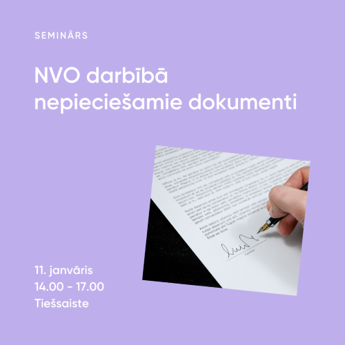 Tiešsaistes seminārs “NVO darbībā nepieciešamie dokumenti”