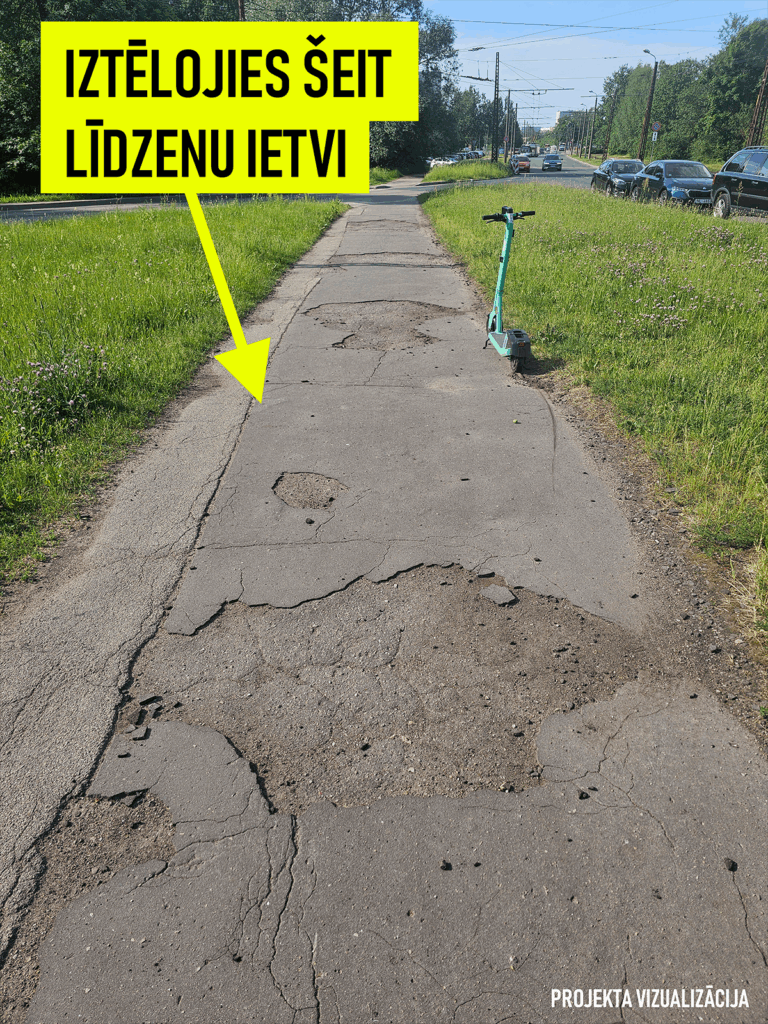 Bedru aizlāpīšana ietvei uz LV lielāko slimnīcu (ar izmaiņām)