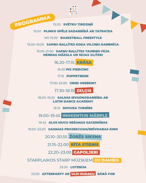 Pasākuma programma Pasākuma programma