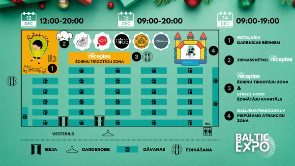 Ziemassvētku tirdziņš Rīgā Ķīpsalā Baltic EXPO halles plāns